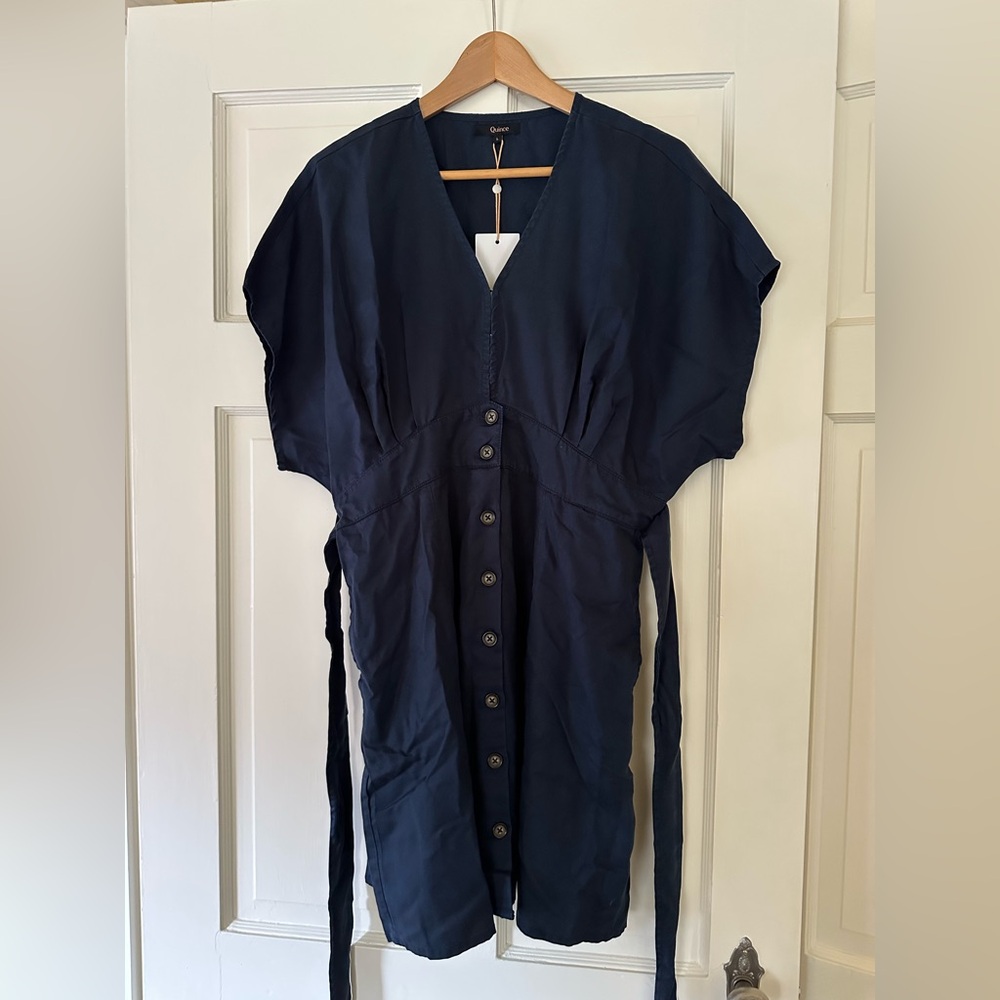 Quince Vintage Wash Tencel Button Front Dress